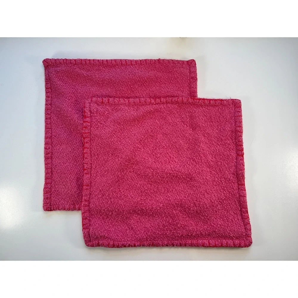 ANTHROPOLOGIE‎ Set of 2 Accent Pillow Covers 22x22 Cases Bright Pink Texutured